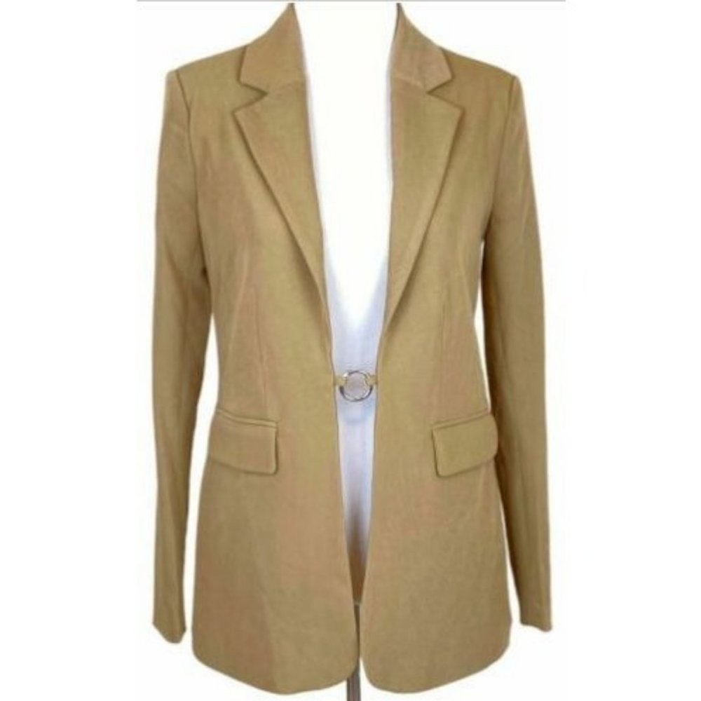 Danielle Bernstein Beige Blazer Women's Open Front Ring Closure